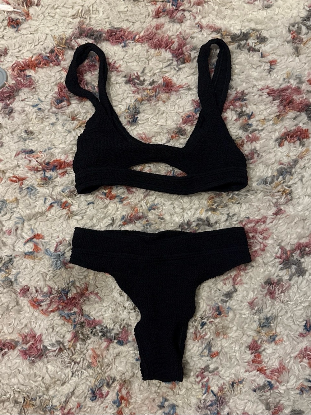 bond-eye Black Textured Cutout Bikini Set